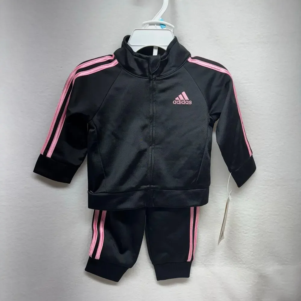 Adidas Baby Track Suit - 6 Months - Black and Pink‎